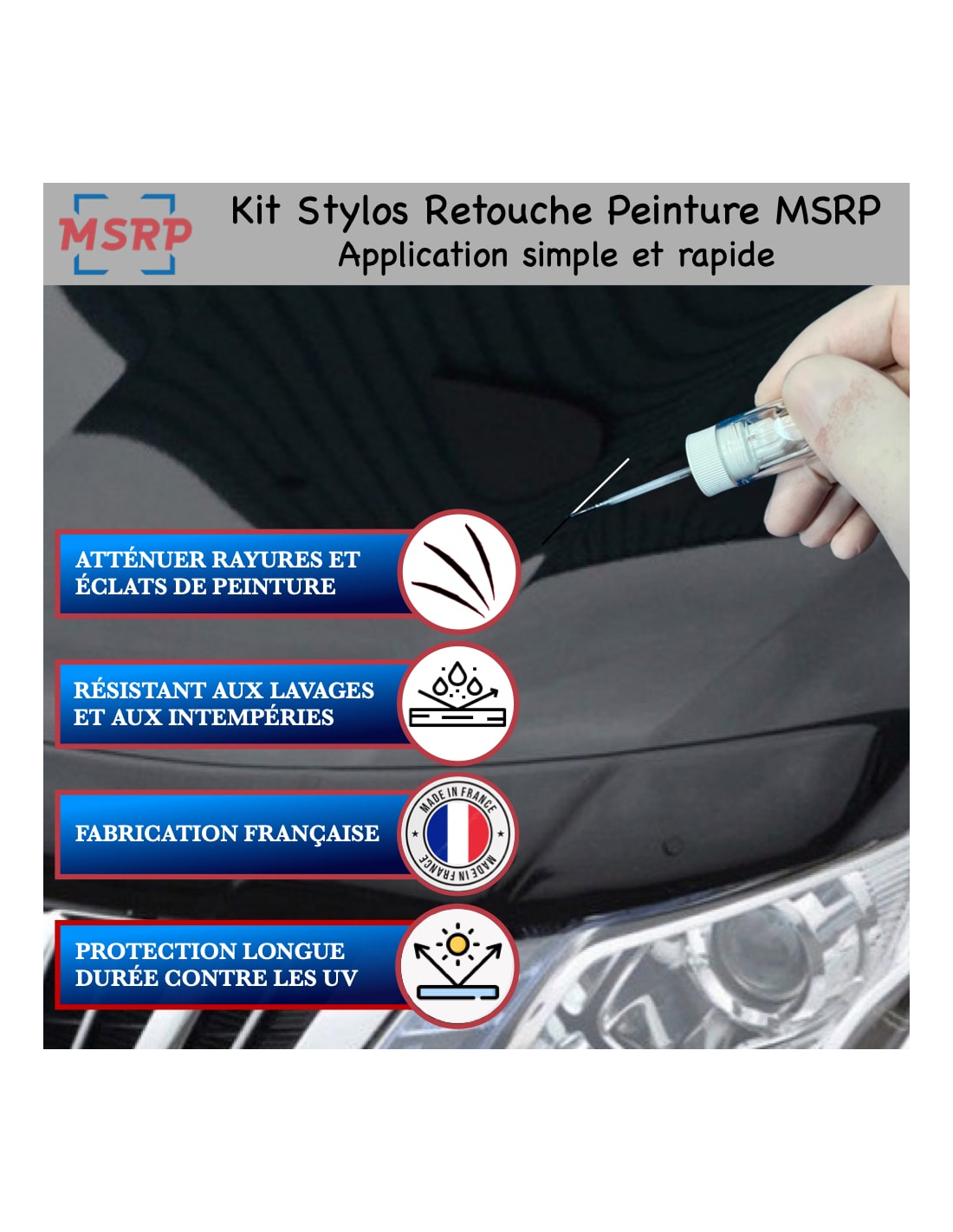 Stylo de retouche peinture Auto-K teinte constructeur Blanc Banquise EWB  Citroen